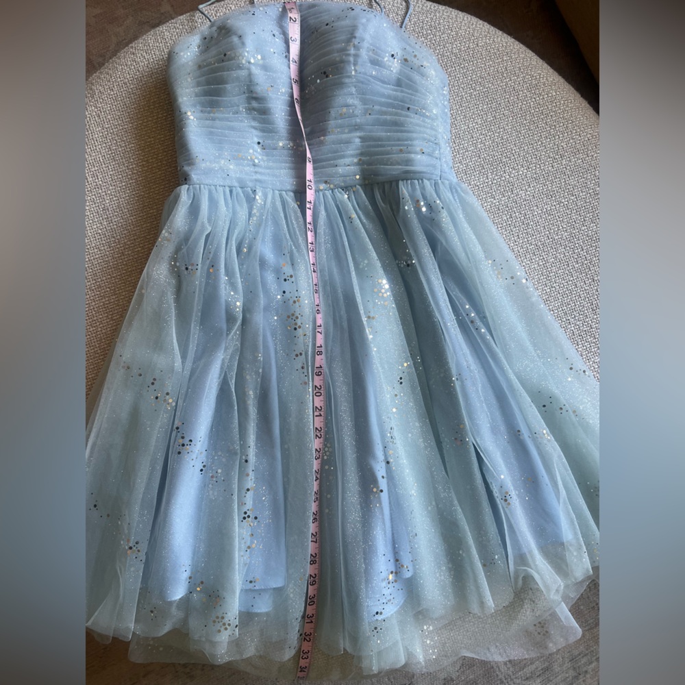 J’Adore Light Blue Junior Formal Dress with Glitter Accents - tulle - sz 4